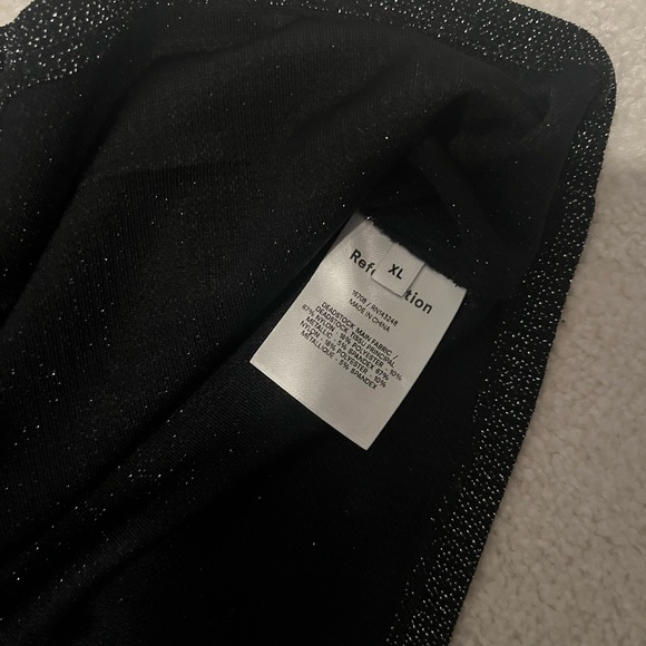 Reformation Griffith Two Piece Metallic Set black Silver XL crop top flare pants - Picture 5 of 13